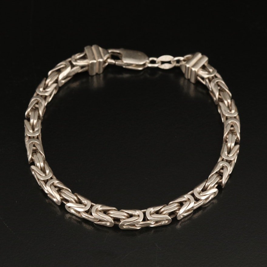 Sterling Square Byzantine Chain Bracelet