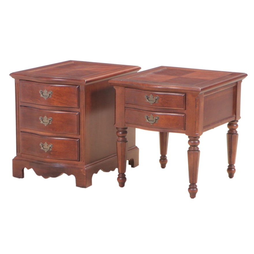 Two Riverside Furniture Federal Style Cherrywood Side Tables