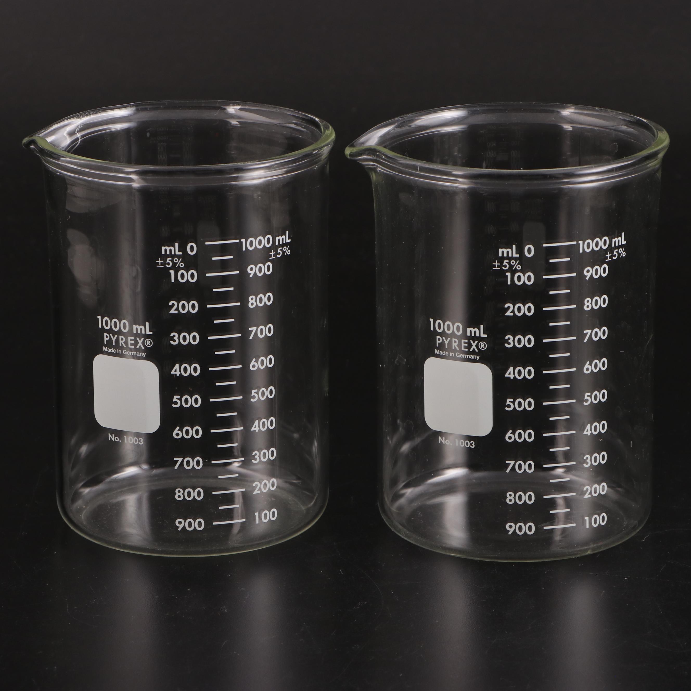 Pyrex Laboratory Glass No. 1000 and No. 1003 Beakers with Funnels EBTH