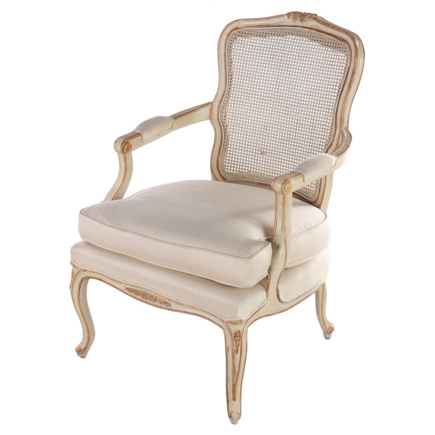 Bernhardt/Hibriten Louis XV Style Painted and Custom-Upholstered Fauteuil