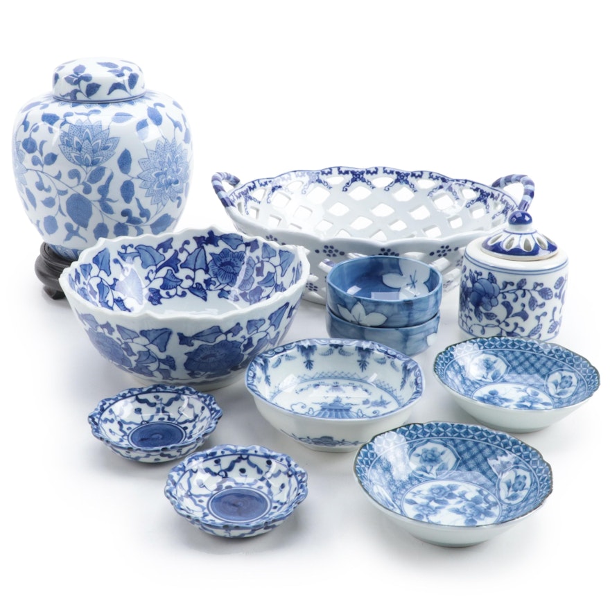 Chinese and Other Blue and White Porcelain Bowls and Décor