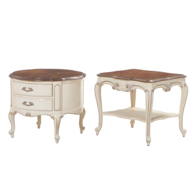 Two Gordon's Louis XV Style Painted, Parel-Gilt, Cherrywood, and Elm Side Tables