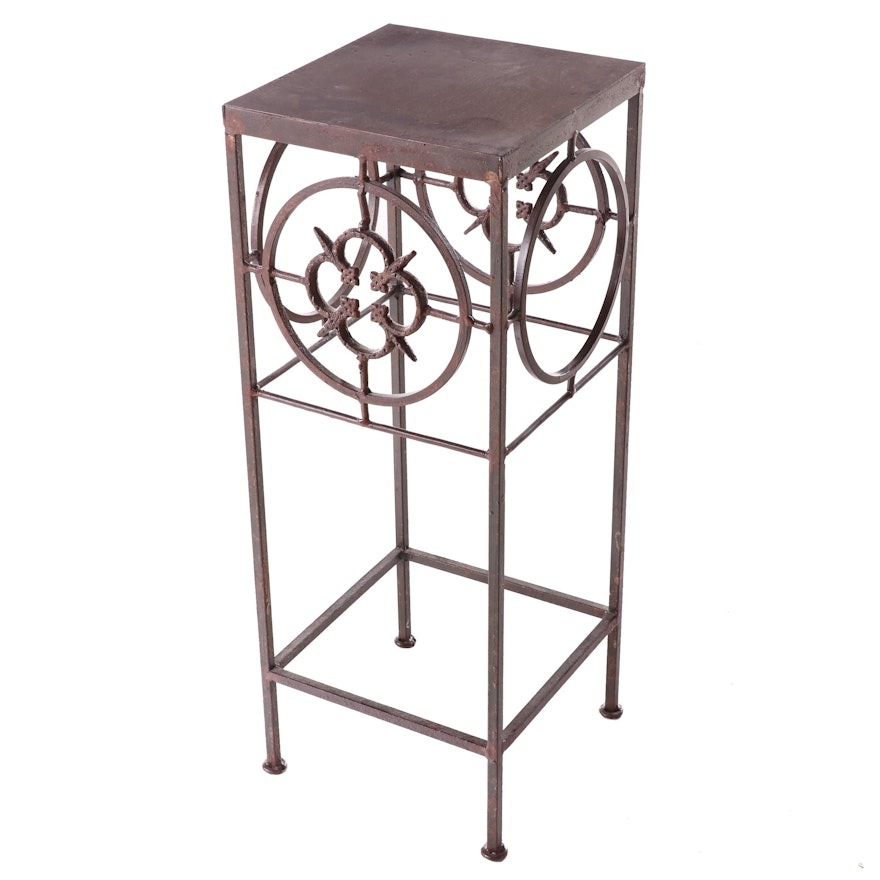 Rustic Patinated Metal Side Table