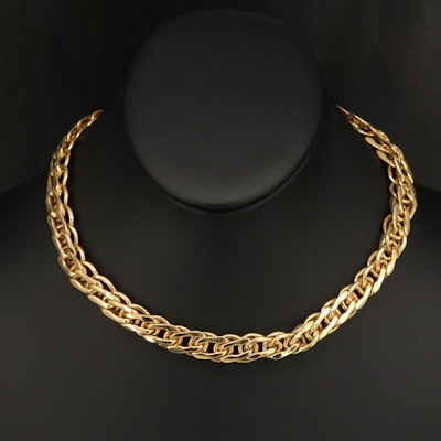 Italian 14K Double Row Curb Chain Necklace