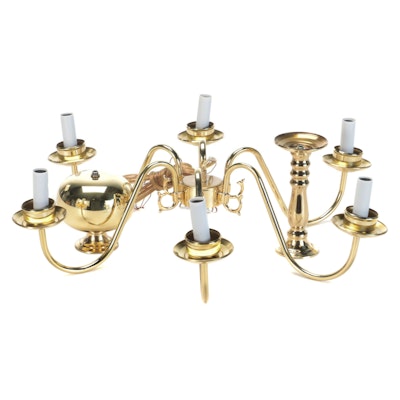 Thomas Lighting Dutch Baroque Brass Six-Arm Chandelier