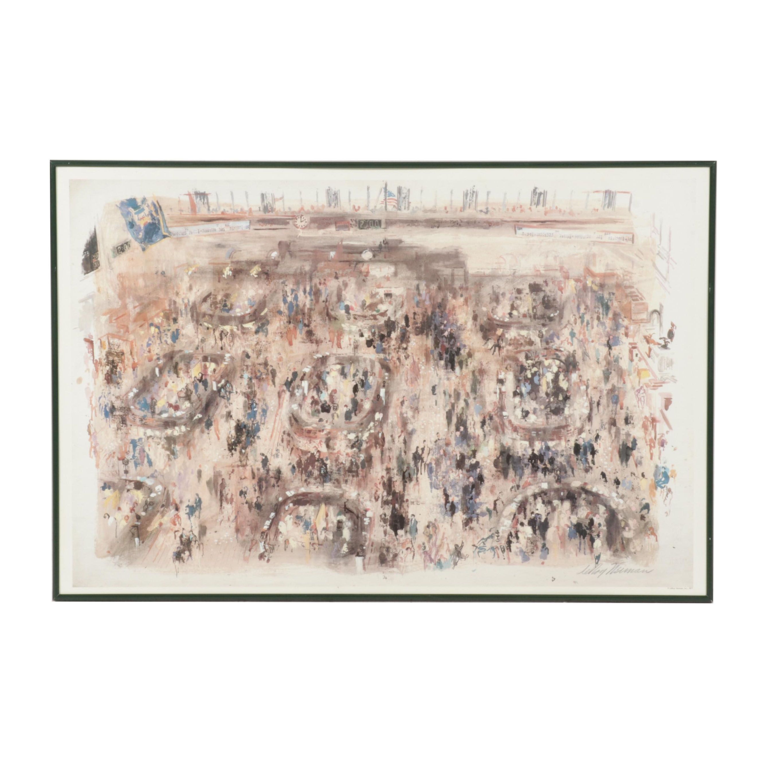 Offset Lithograph After LeRoy Neiman "New York Stock Exchange," Circa