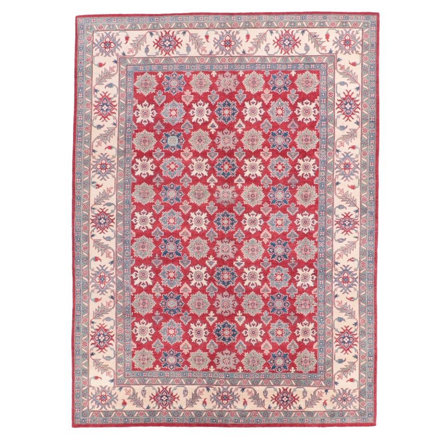 8'8 x 11'11 Hand-Knotted Afghan Kazak-Style Room Sized Rug