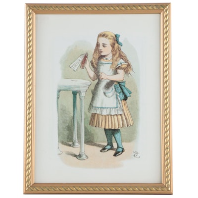 Offset Lithograph After John Tenniel "How Alice Grew Tall"