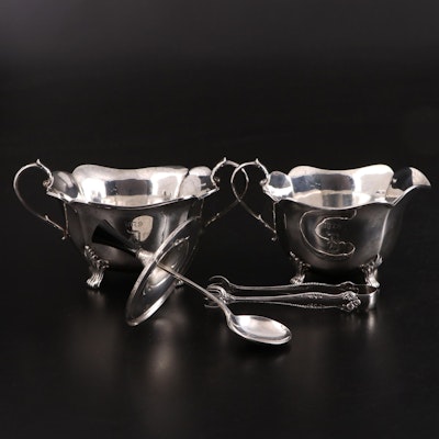Roger-Williams Silver Co. Creamer and Sugar with Other Sterling Serving Utensils