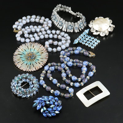 Selection of Vintage Rhinestone and Art Glass Jewelry
