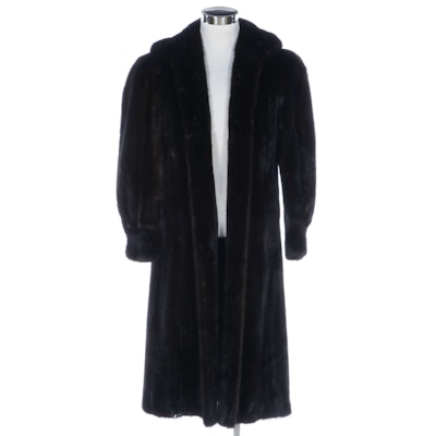 Mink Fur Coat with Banded Cuffs and Headband