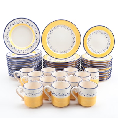 Portuguese Blue and Yellow Ceramic Dinnerware