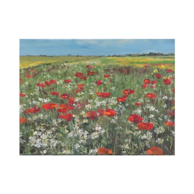 Garncarek Aleksander Landscape Oil Painting "Flower Meadow," 2022