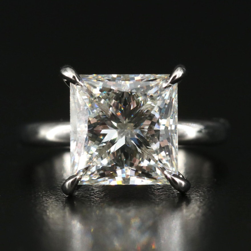 Platinum 5.50 CT Lab Grown Diamond Ring with Online Digital IGI Report