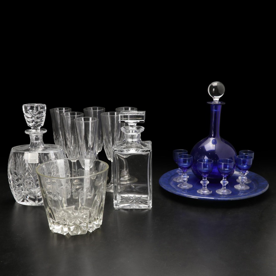 Fifth Ave. Crystal Decanter, Libbey Duratuff Champagne Flutes, and More