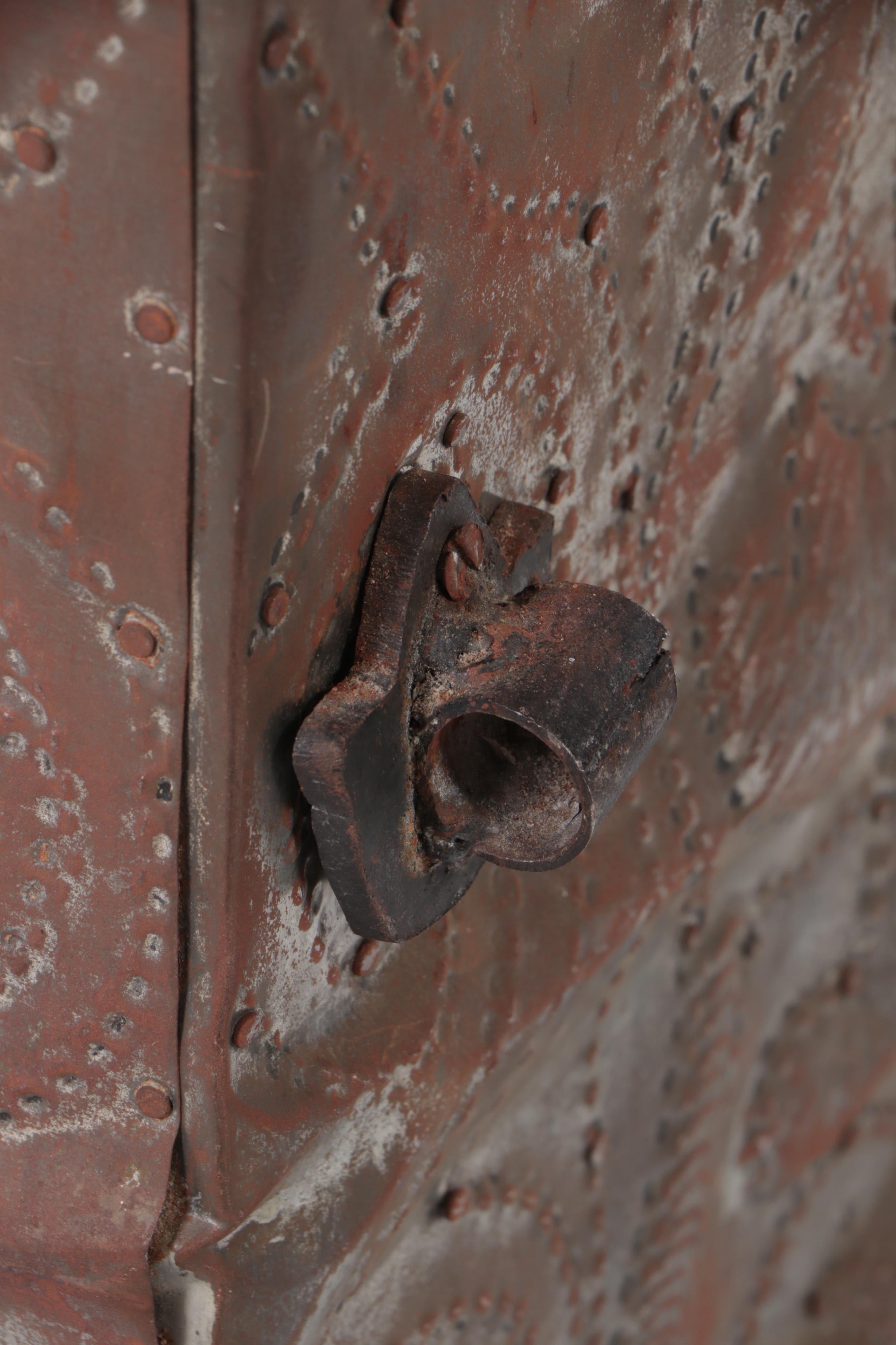 Primitive Style Chest with Punched Tin and Wrought Iron Hardware EBTH