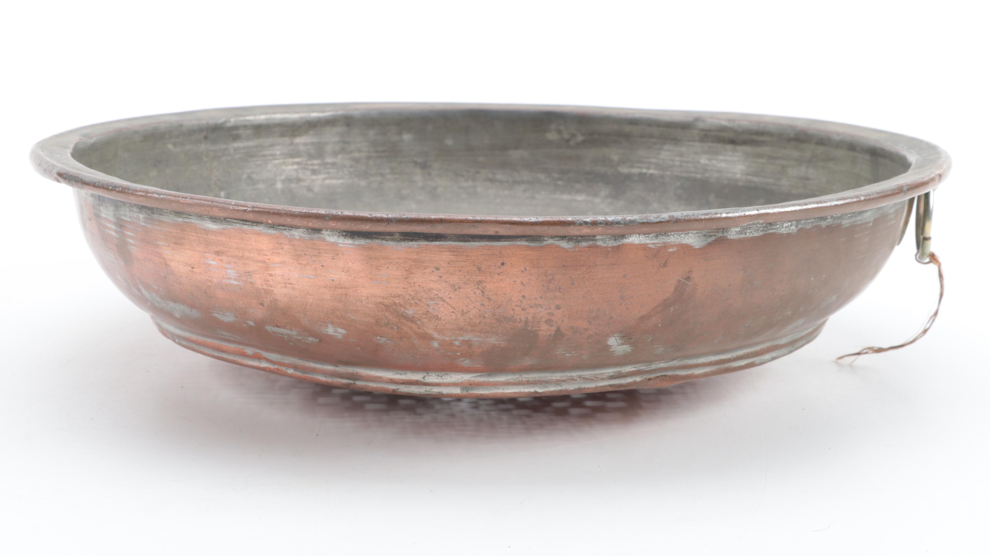 Turkish Colander and Other Copper Kettle Fragment and Scuttle Bucket EBTH