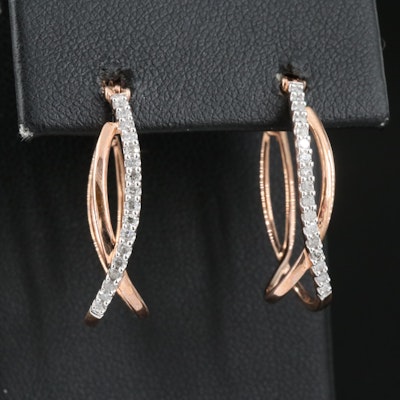 10K Rose Gold 0.25 CTW Diamond Hoop Earrings