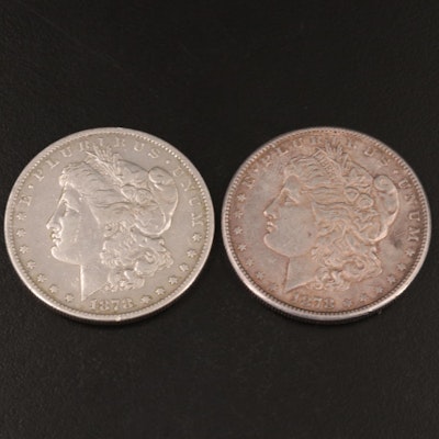 Two 1878-S Morgan Silver Dollars