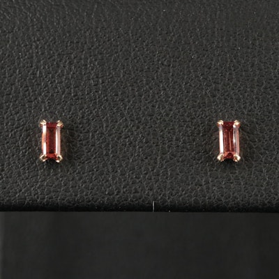 18K Hessonite Garnet Stud Earrings