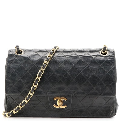 Chanel Medium Double-Flap Bag in Black Quilted Lambskin Leather