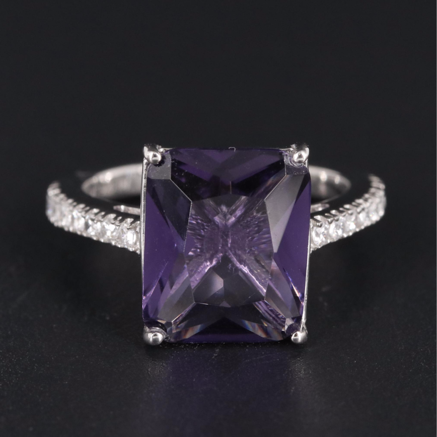 Sterling Amethyst and Cubic Zirconia Ring
