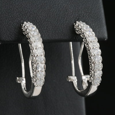 14K 0.99 CTW Diamond J-Hoop Earrings