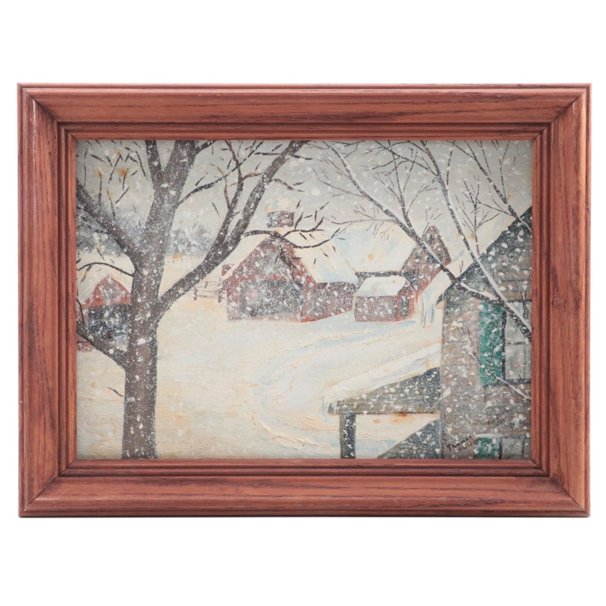 Thomas Phillips Oil Painting "First Snow," 1956