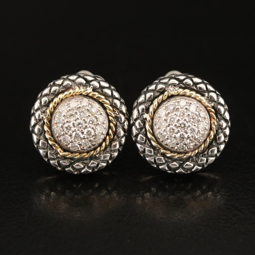 Andrea Candela Sterling Diamond Earrings with 18K Accent