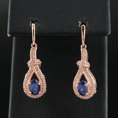 10K Rose Gold Sapphire and Topaz Drop Earrings