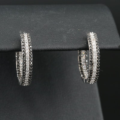 14K 1.00 CTW Diamond Inside-Out Hoop Earrings