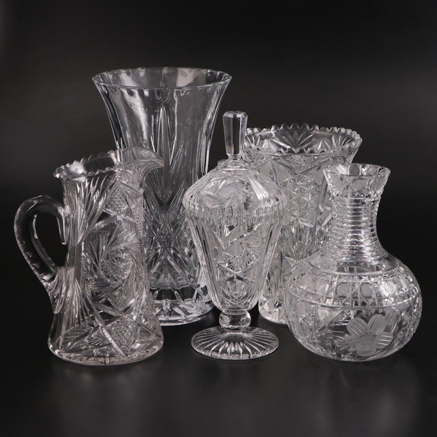Mikasa "Adelaide" Crystal Vase with Other Cut Crystal Vases and Tableware
