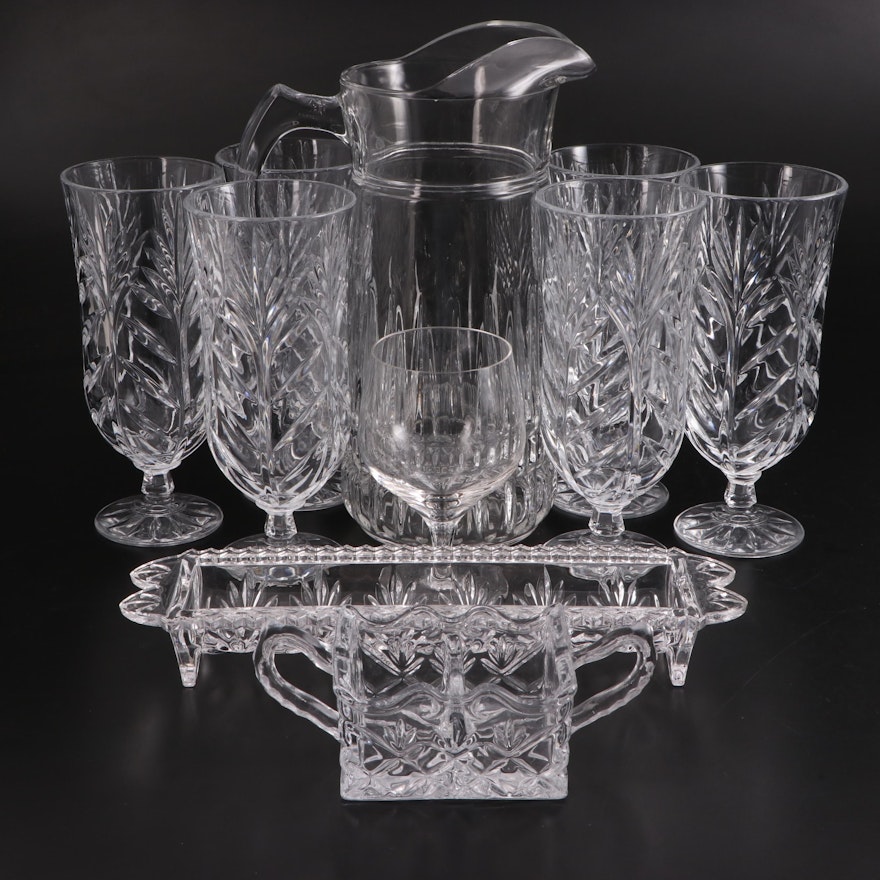 Cristal D'Arques-Durand "Barcelona" Pitcher with Other Tableware