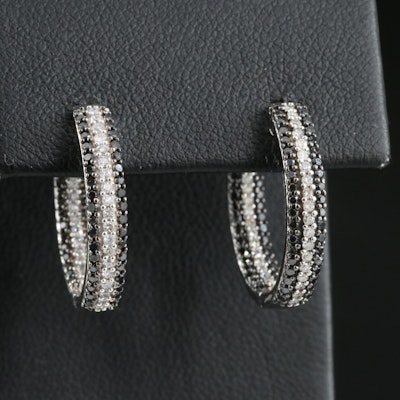 14K 1.00 CTW Diamond Inside-Out Hoop Earrings