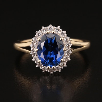 10K Sapphire and White Sapphire Ring