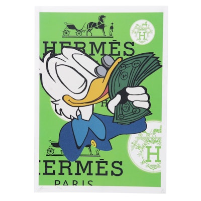 Death NYC Pop Art Graphic Print Homage to Hermes Featuring Scrooge McDuck, 2022