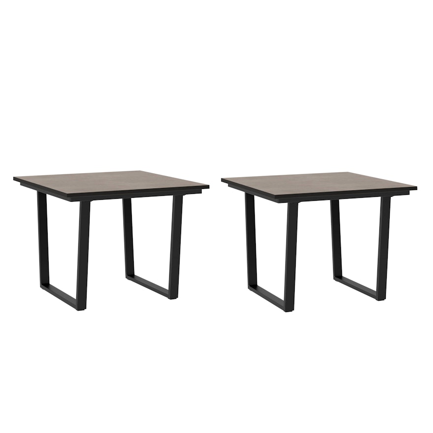 Two Project 62 Ariston Metal and Faux Wood Patio Accent Tables