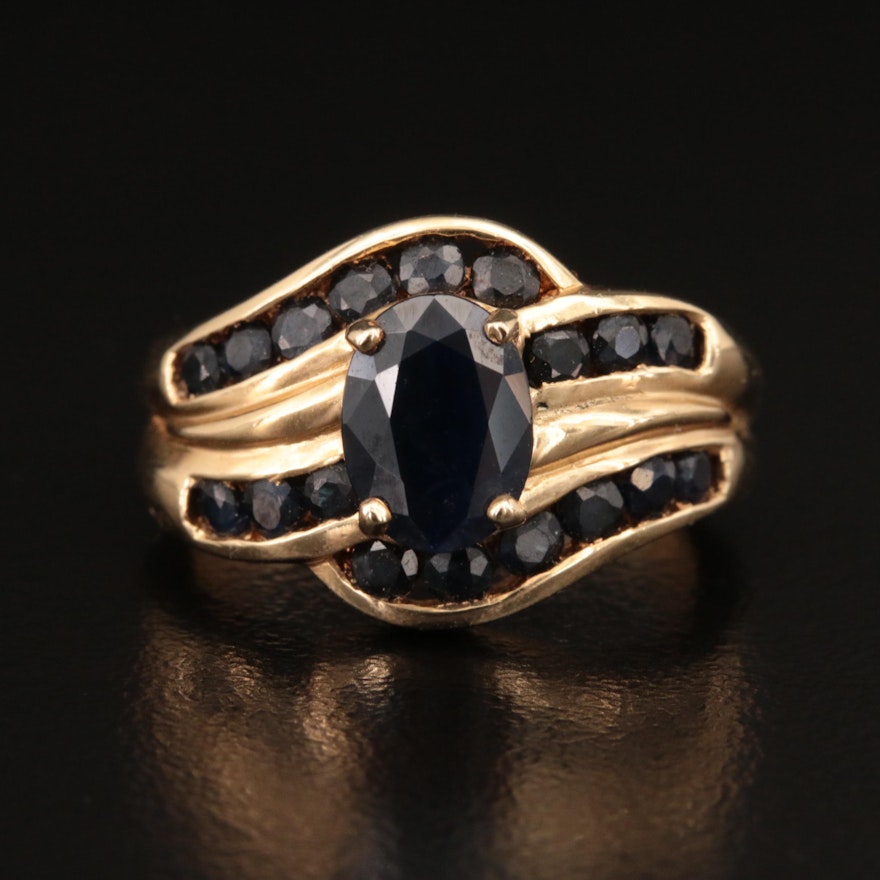 14K Sapphire Ring with Channel Settings