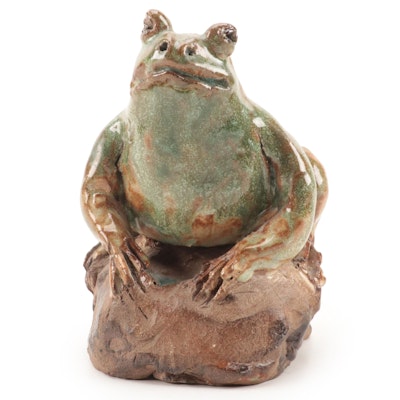 Handcrafted Glazed Stoneware Frog