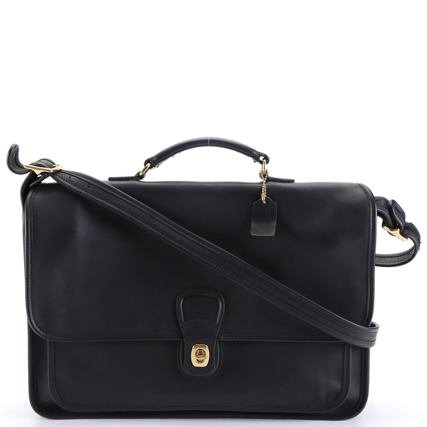 Coach Top-Handle Briefcase in Black Leather w/Box