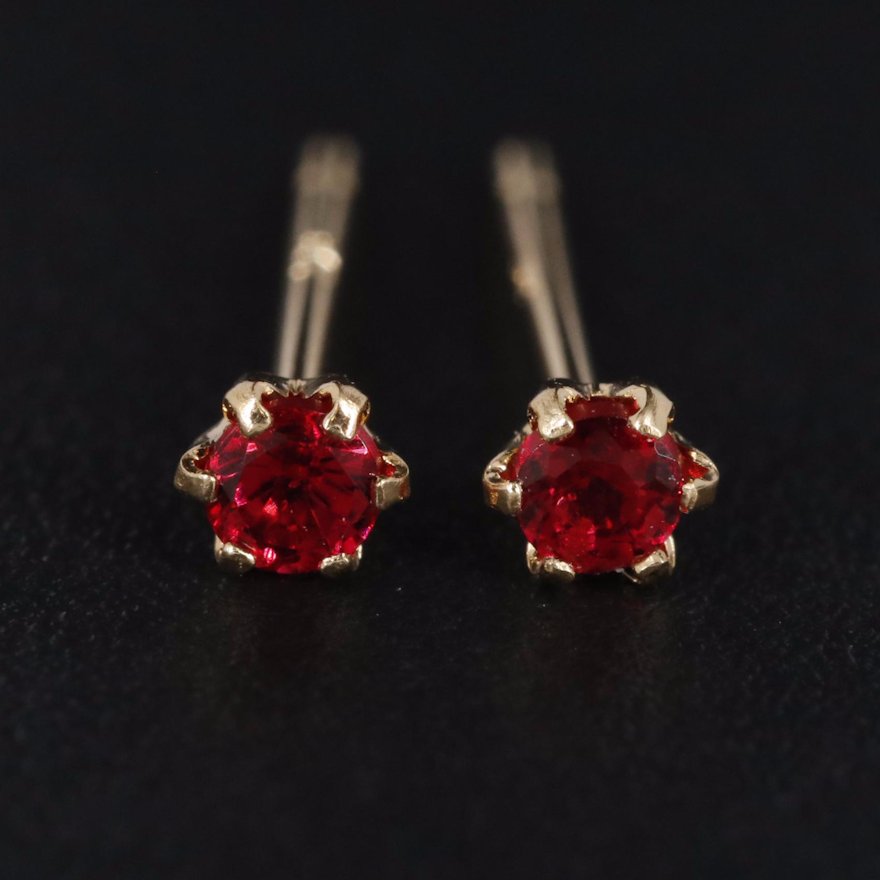 18K Red Spinel Stud Earrings