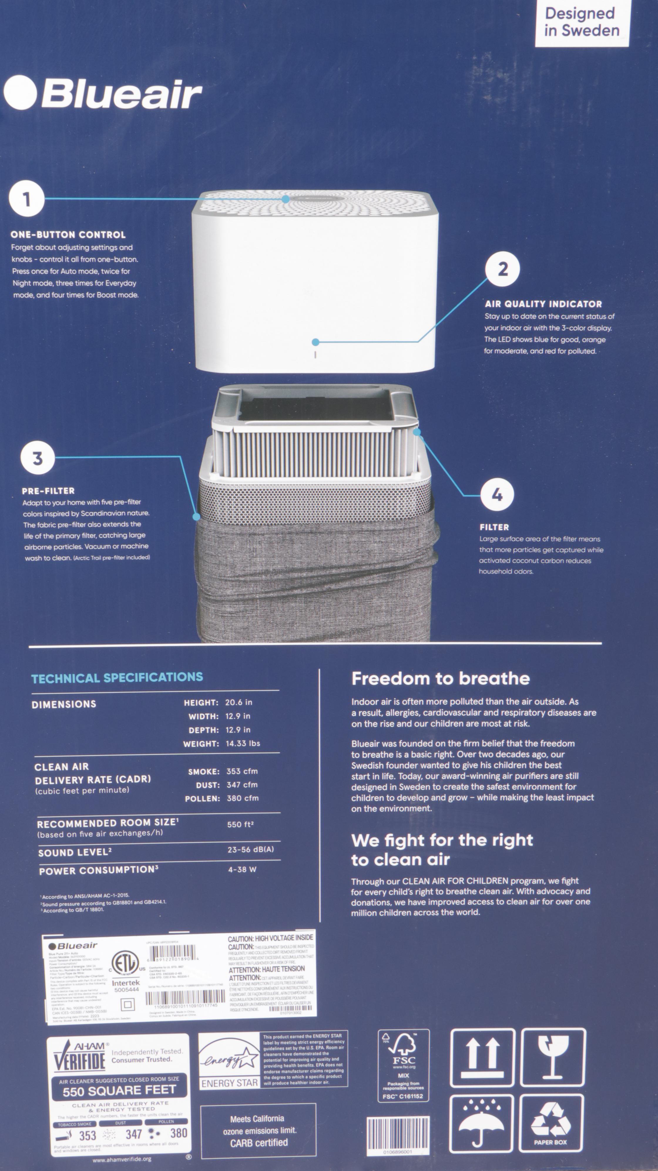 Blueair Blue Pure 211+ Auto Carbon Air Purifier EBTH