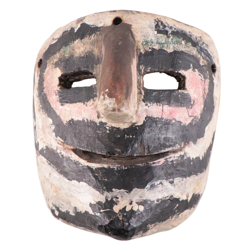 Mexican Handcarved Wood Dance Mask, Mid-20th Century