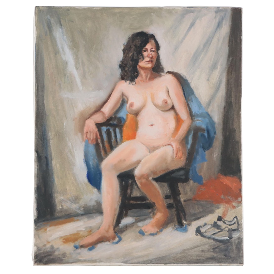 Oil Portrait of Seated Nude, Circa 2000