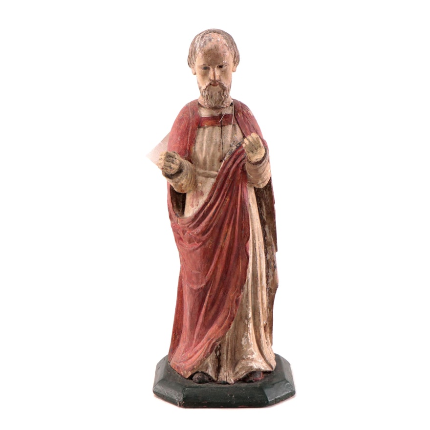 French-Vietnamese Christian Figure of a Saint in a Red Cloak, Early 20th Century