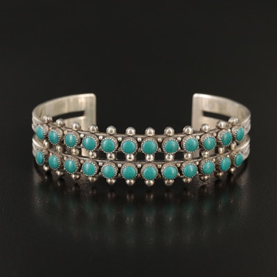 Southwestern Sterling Turquoise Double Row Cuff