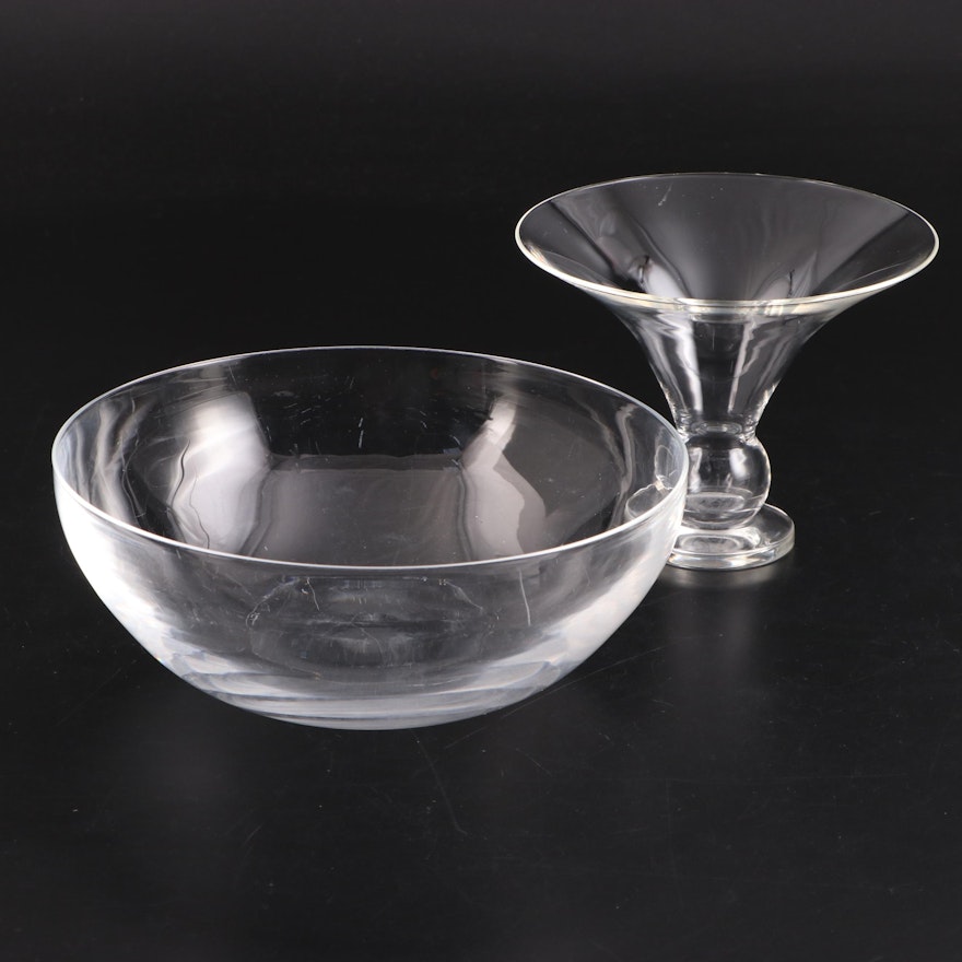 Frederick Carder for Steuben Glass Bowl and Sidney Waugh "Heritage" Compote