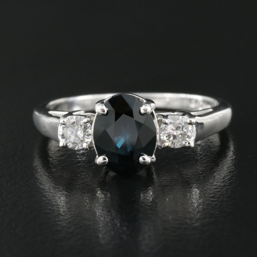 14K 1.53 CT Sapphire and Diamond Ring