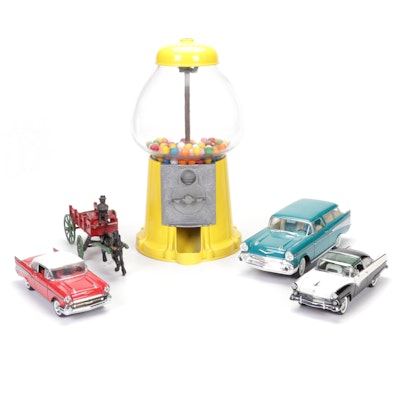 Bubble Gum Machine, 57' Chevrolet and More Diecast Cars and Horse Carriage