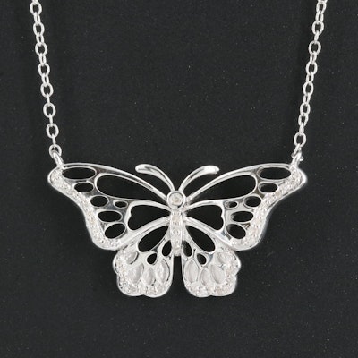 Diamond Butterfly Necklace in Sterling